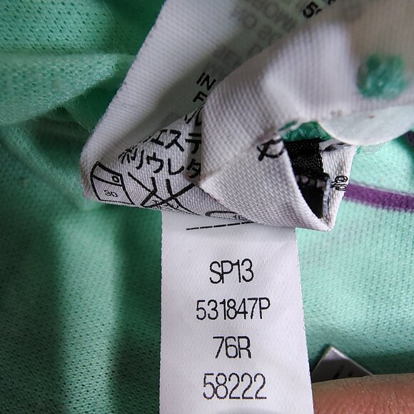 Oakley Striped Polo Shirt Womens Size Large Mint Purple Polyester Golf - Picture 10 of 11